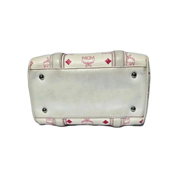 MCM Visetos Boston Bag Mini - White Handle - Picture 6 of 13